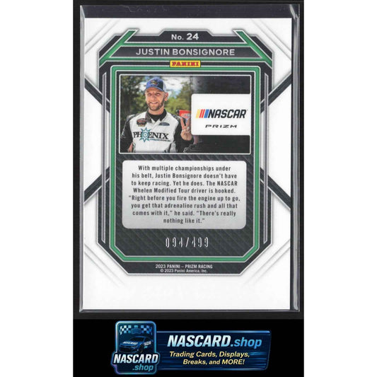 2023 Panini Prizm #24 Justin Bonsignore Blue Prizm #/499 RC