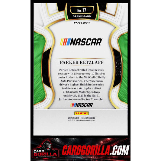 2026 Panini Select #17 Parker Retzlaff Neon Green Prizms #/75