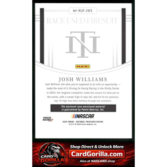 2024 Panini National Treasures Josh Williams Race Used Firesuit Blue #/75