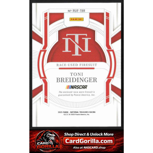 2025 Panini National Treasures Toni Breidinger Race Used Firesuit Silver