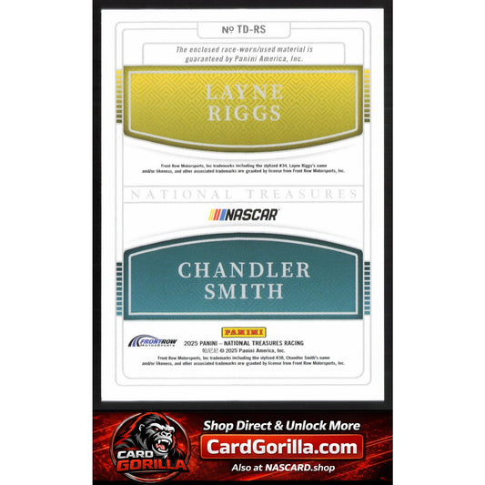 2025 Panini National Treasures #TD-RS Layne Riggs/Chandler Smith Team Duals #/75