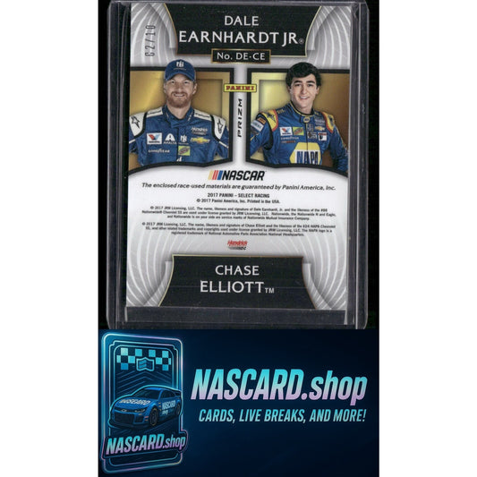 2017 Panini Select Dale Earnhardt Jr Chase Elliott Select Pairs Gold Prizms #/10 - NASCARD.shop