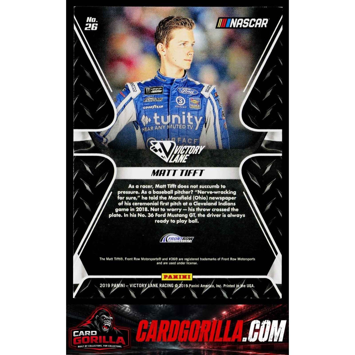 2019 Panini Victory Lane #26 Matt Tifft Pedal to the Metal Green #/5 RC
