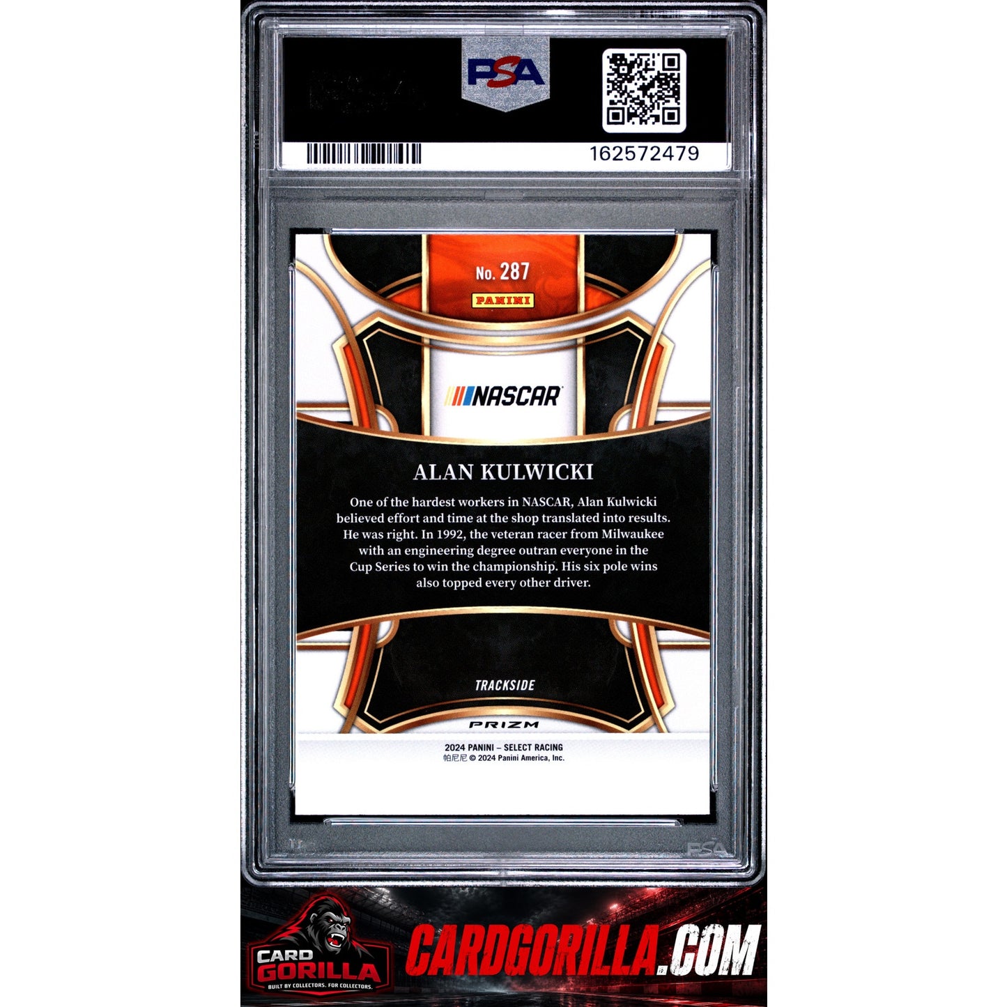 2024 Panini Select Nascar #287 Alan Kulwicki Tiger Prizm PSA 10