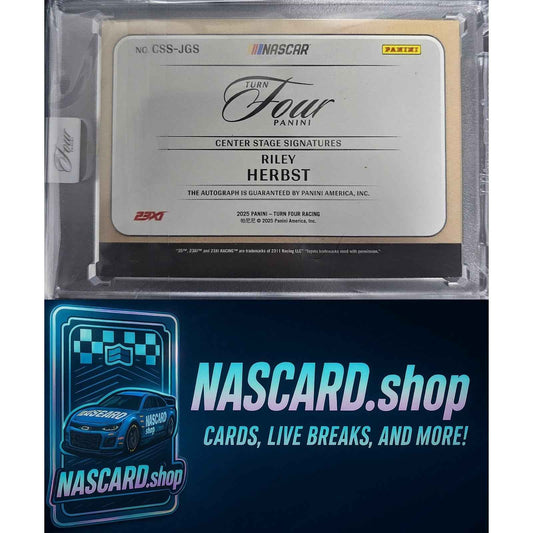 2025 Panini Turn Four #CSS-JGS Riley Herbst Center Stage Signatures Purple #/20