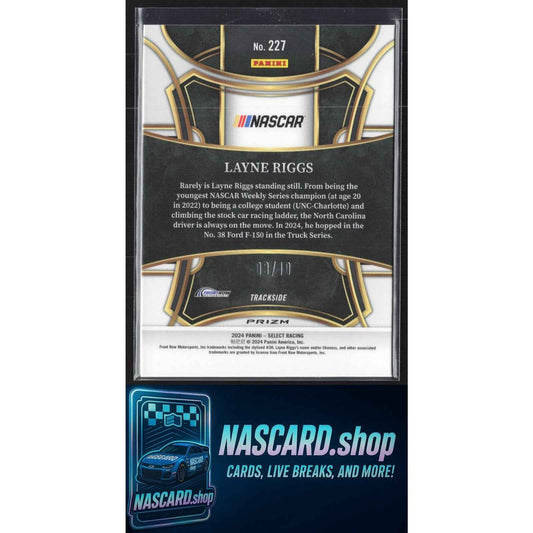 2024 Panini Select #227 Layne Riggs Gold Prizms #/10
