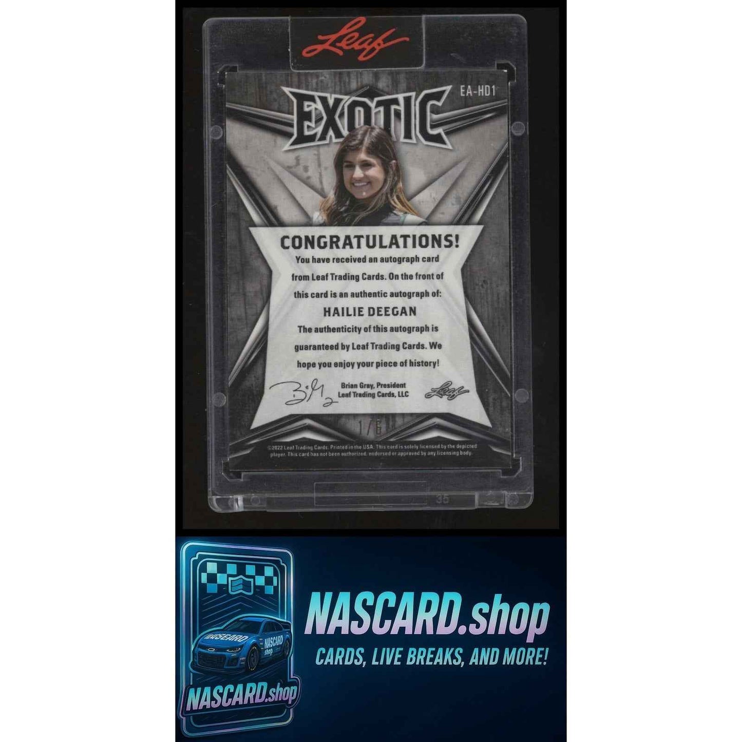 2022 Leaf Exotic - Base Autographs Parrot #EA-HD1 Hailie Deegan #1/6