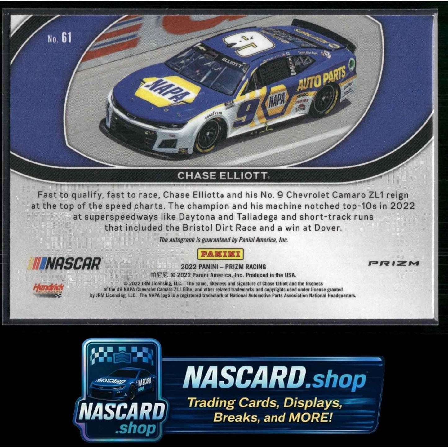 2022 Panini Prizm Rides #61 Chase Elliott White Sparkle Prizm