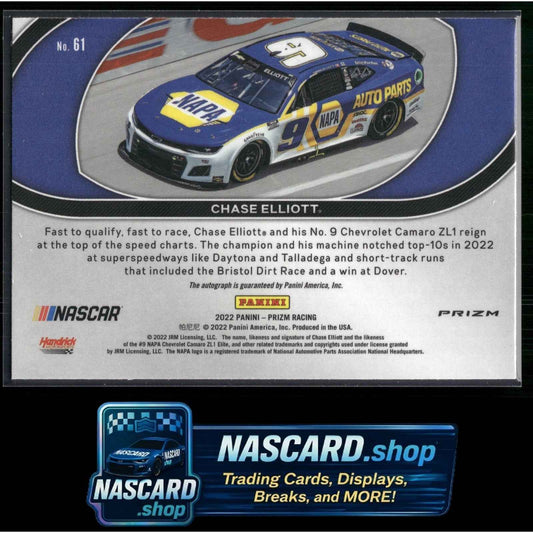 2022 Panini Prizm Rides #61 Chase Elliott White Sparkle Prizm