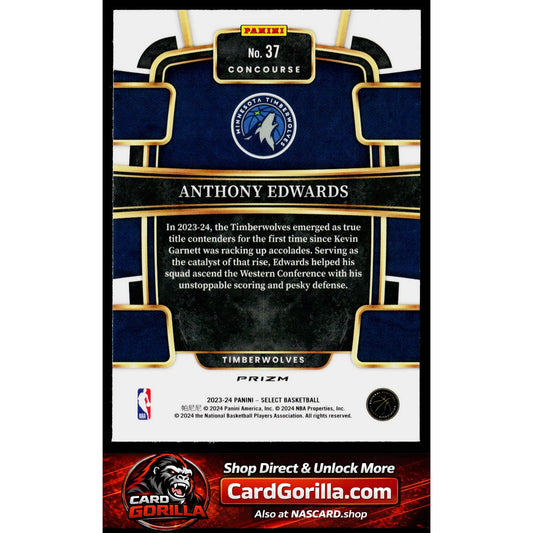 2023-24 Panini Select #37 Anthony Edwards Red White Blue Wave Prizms