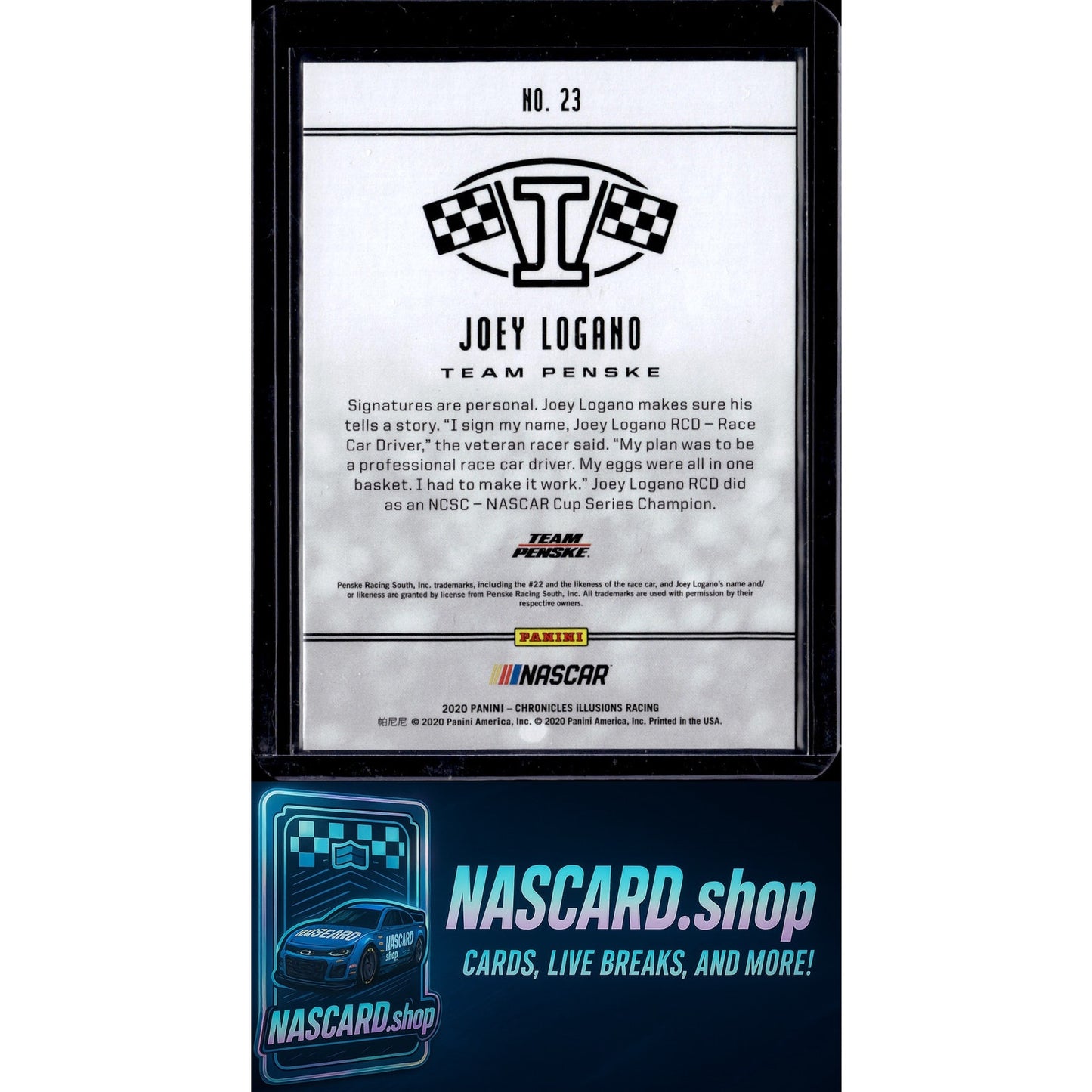 2020 Panini Chronicles #23 Joey Logano Illusions Purple #/25 - NASCARD.shop