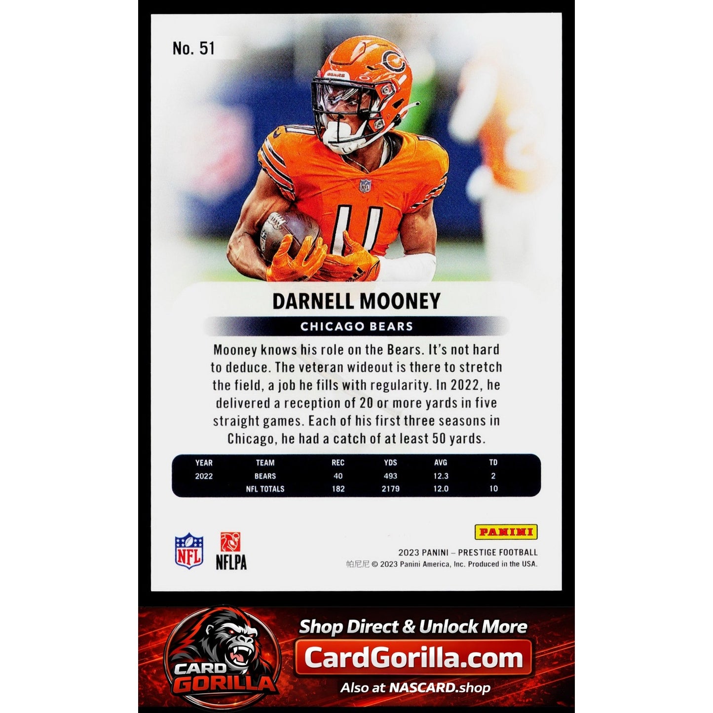 2023 Panini Prestige #51 Darnell Mooney Xtra Points Premium Red #/399