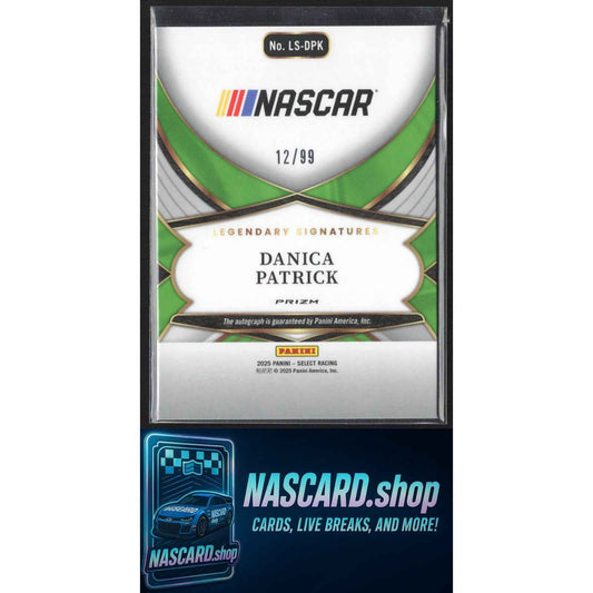 2025 Panini Select #LS-DPK Danica Patrick Legendary Signatures Blue Prizms #/99