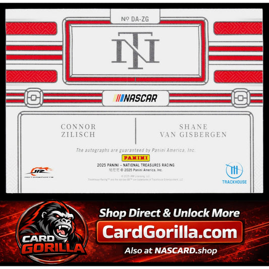 2025 National Treasures Connor Zilisch Shane Van Gisbergen Dual Autographs #/99
