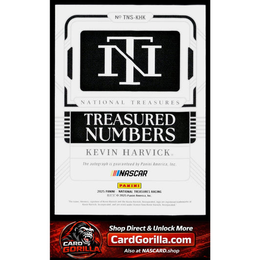 2025 Panini National Treasures Kevin Harvick Treasured Numbers Signatures #/99
