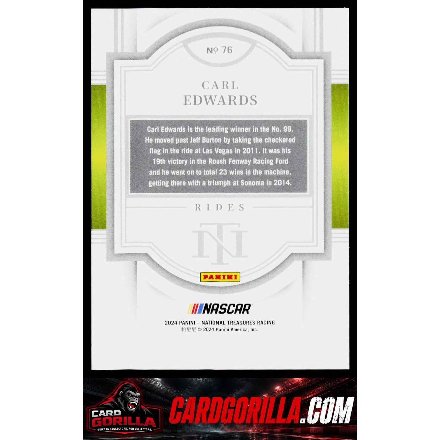 2024 Panini National Treasures #76 Carl Edwards Stars And Stripes #/13