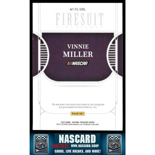 2023 National Treasures Firesuit Signatures Vinnie Miller /99
