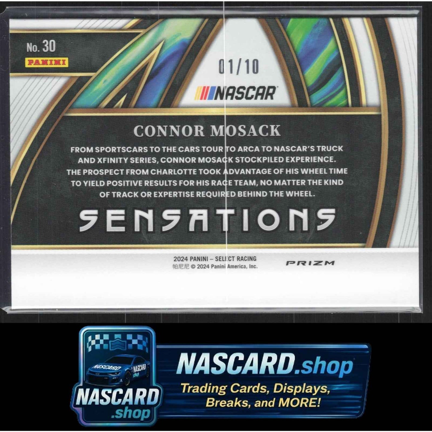 2024 Panini Select #30 Connor Mosack Sensations Gold Flash Prizms #/10 RC