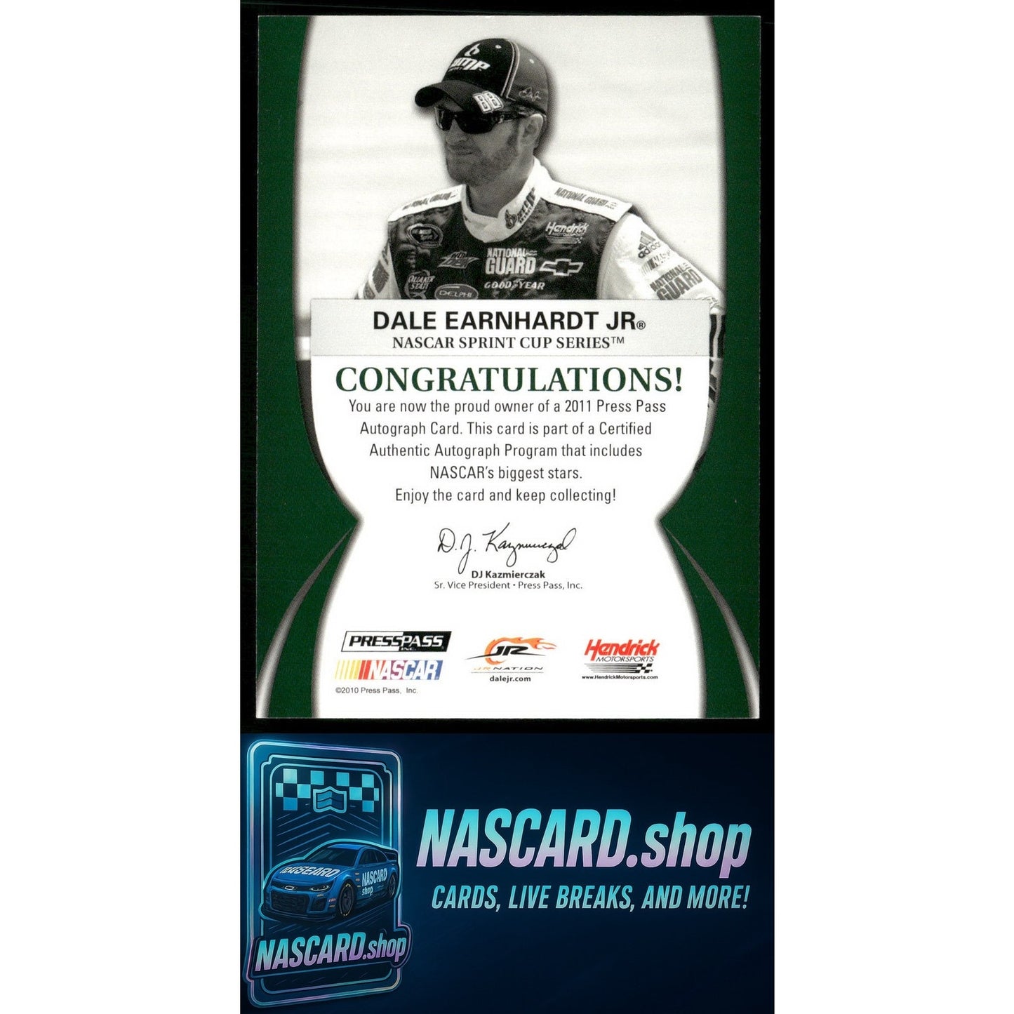 2011 Press Pass Dale Earnhardt Jr. Autographs Silver #/10 - NASCARD.shop