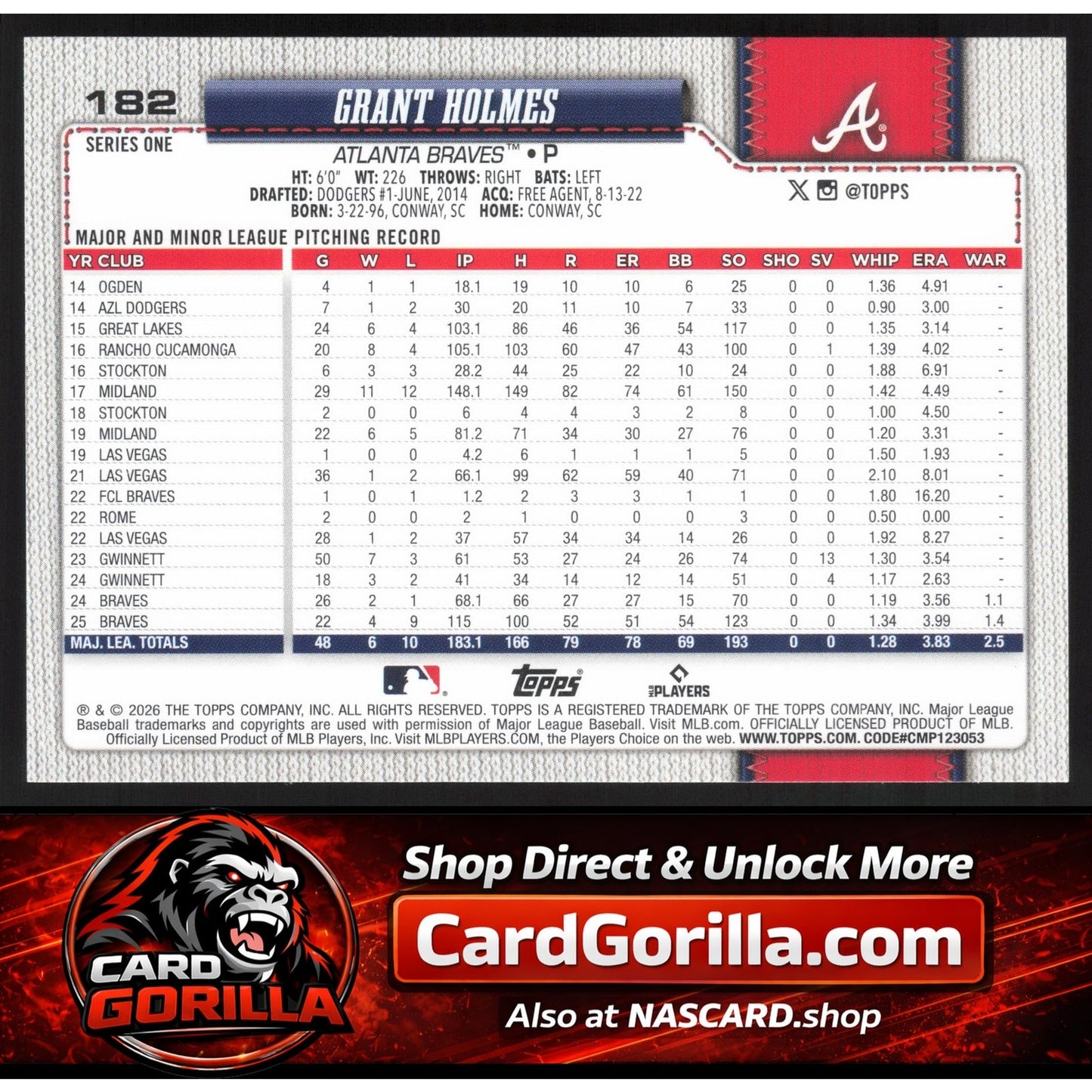 2026 Topps #182 Grant Holmes Spring Training