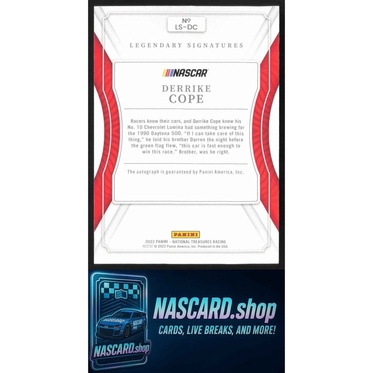 2022 Panini National Treasures #LS-DC Derrike Cope Legendary Signatures #/53