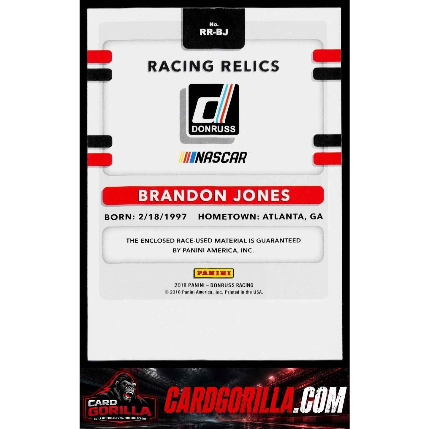 2018 Donruss #RR-BJ Brandon Jones Racing Relics