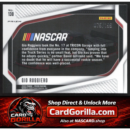 2025 Panini Prizm #130 Gio Ruggiero Red Pulsar #/199