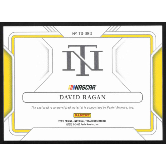2025 Panini National Treasures #TG-DRG David Ragan Track Gear #/99