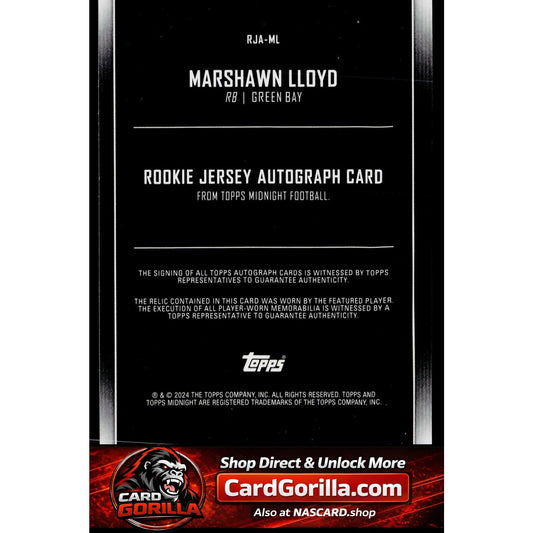 2024 Topps Midnight MarShawn Lloyd Rookie Jersey Autographs Moonrise #/25