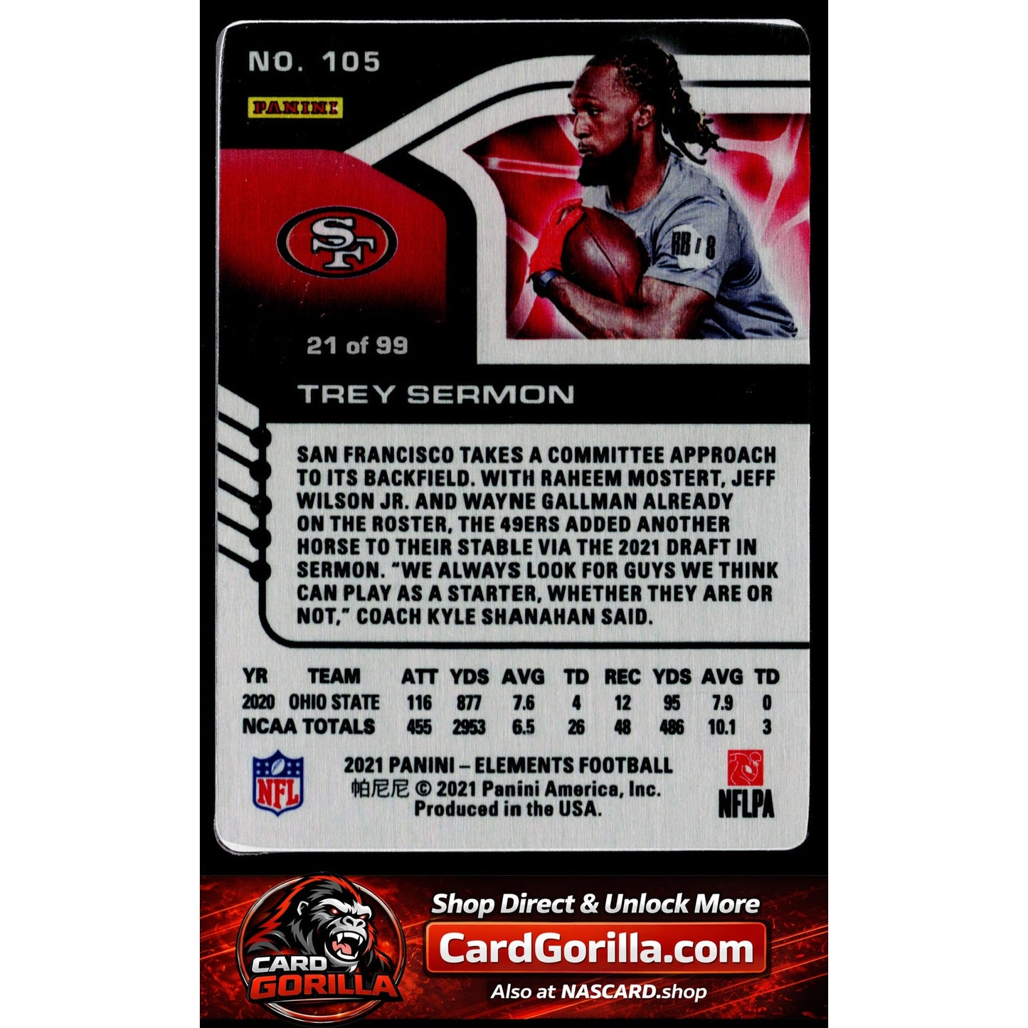 2021 Panini Elements #105 Trey Sermon #/99