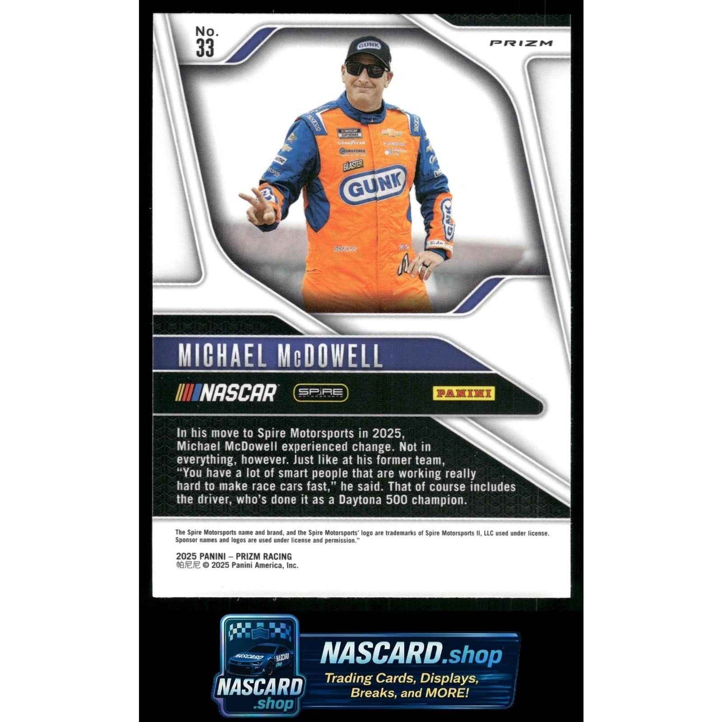 2025 Panini Prizm #33 Michael McDowell White Sparkle