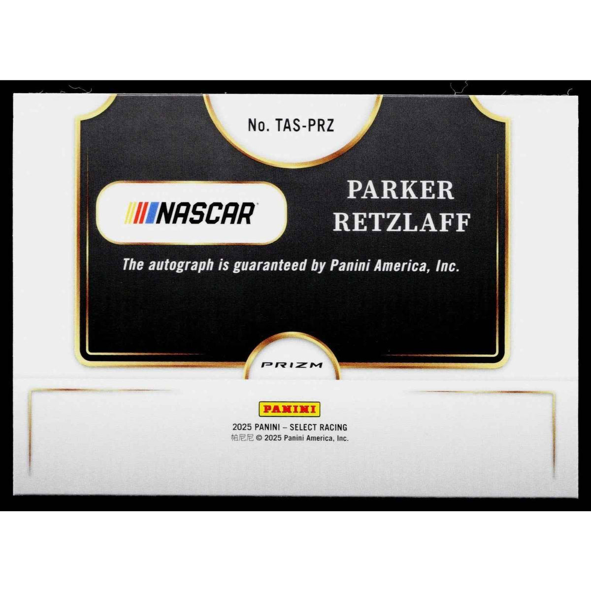2025 Panini Select #TAS-PRZ Parker Retzlaff Trackside Action Signatures