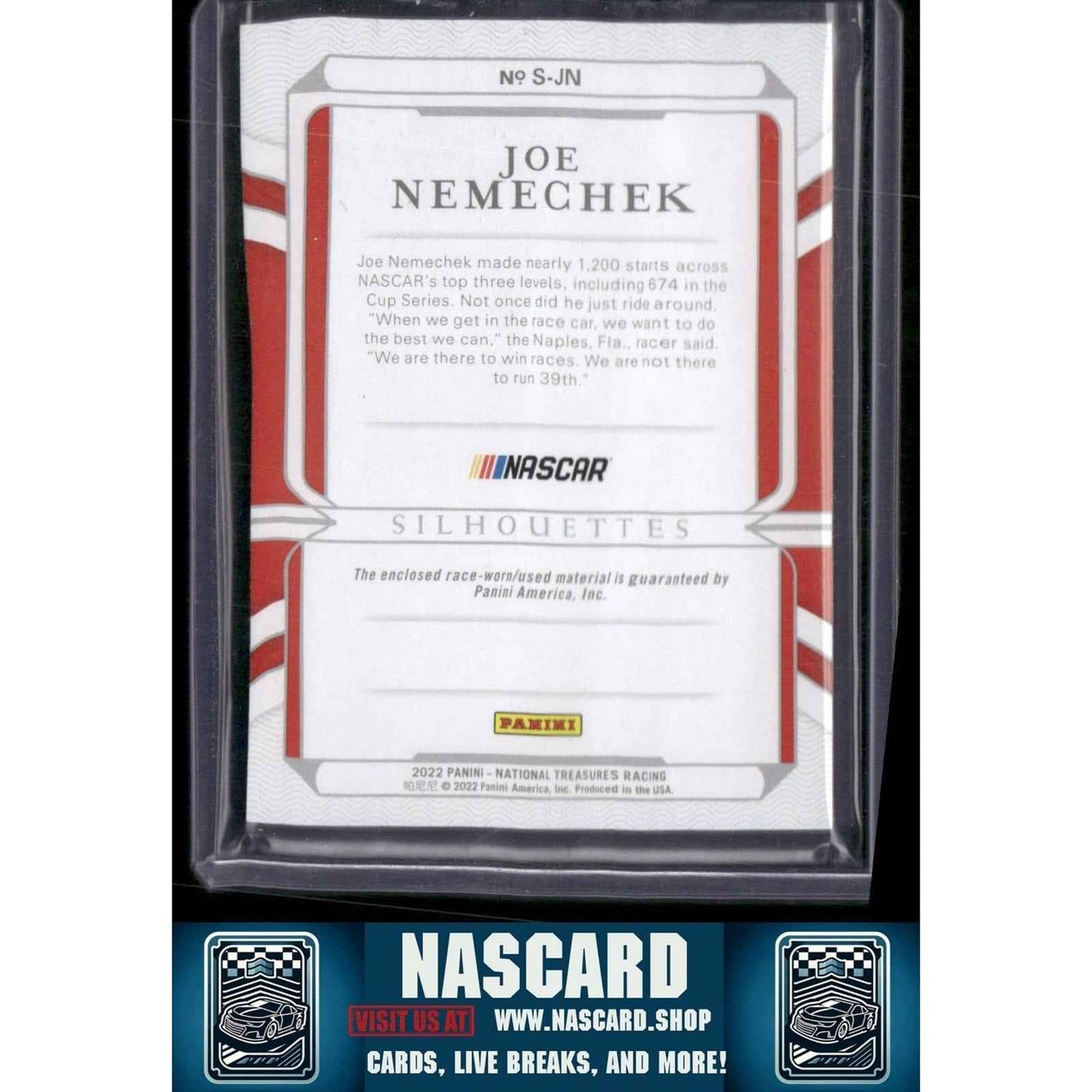 2022 Panini National Treasures #S-JN Joe Nemechek Silhouettes Green