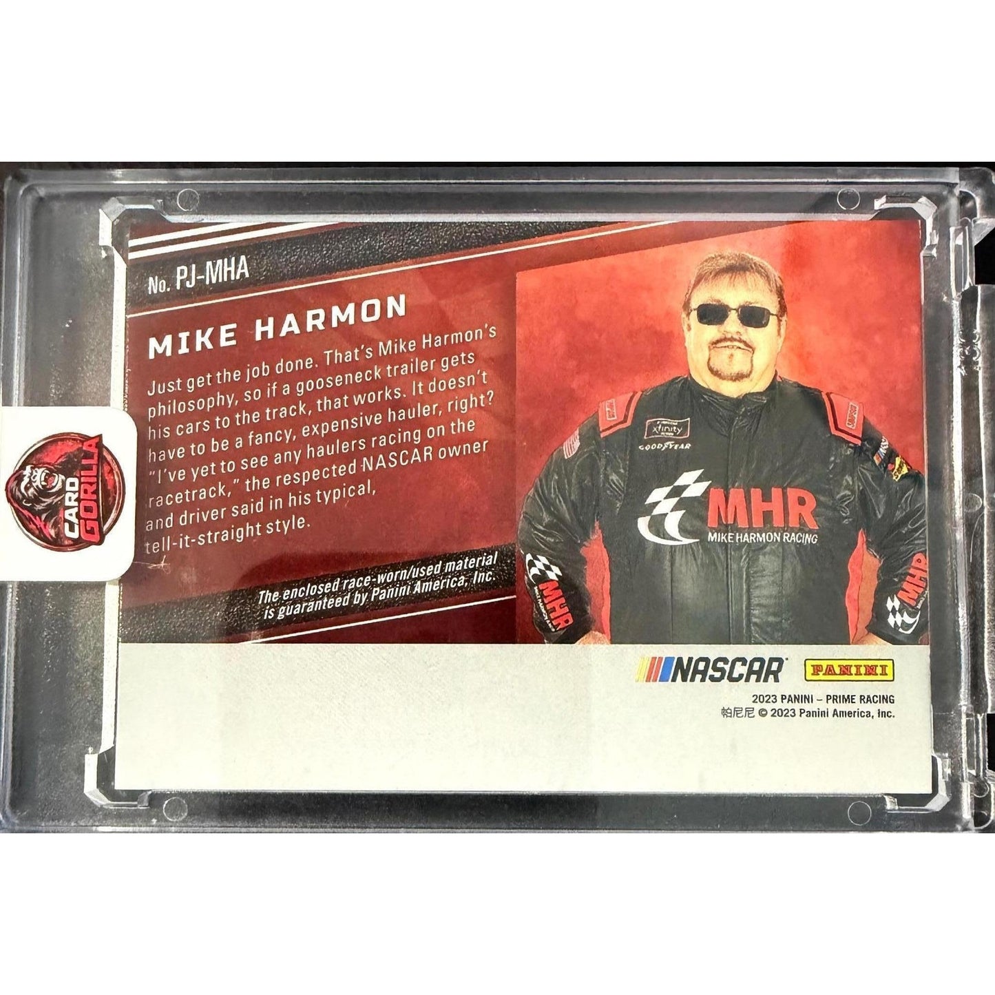 2023 Panini Prime #PJ-MHA Mike Harmon Prime Jumbo Series Sponsor #1/1
