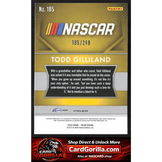 2025 Panini Prizm #185 Todd Gilliland Red #/249