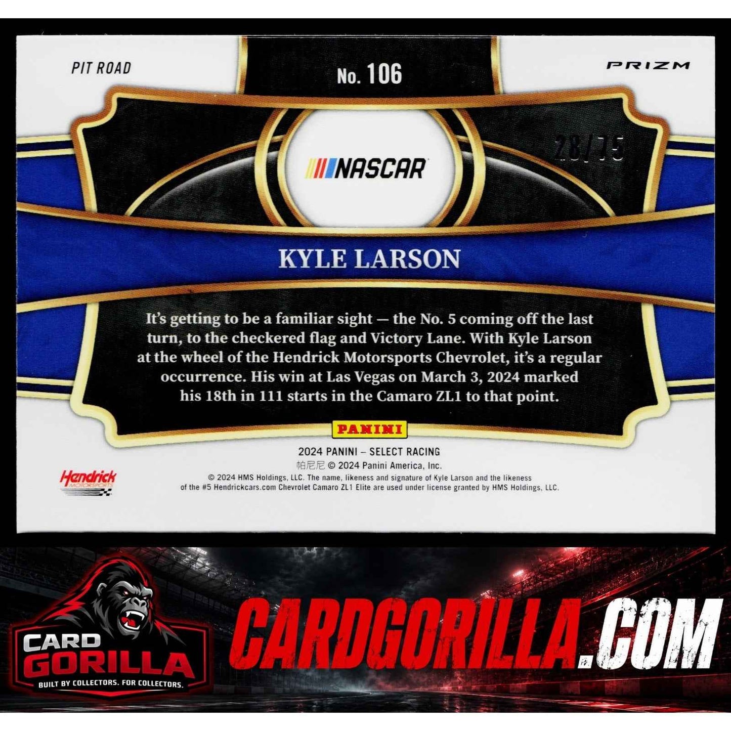 2024 Panini Select #106 Kyle Larson Purple Prizms #/75