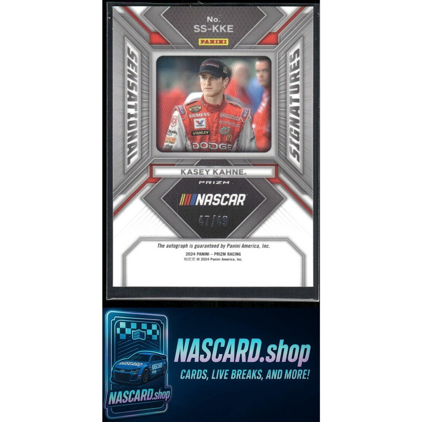 2024 Panini Prizm #SS-KKE Kasey Kahne Sensational Signatures Blue #/49
