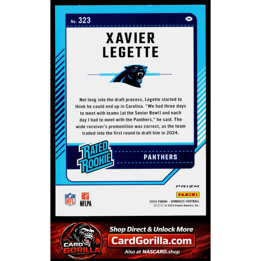 2024 Donruss #323 Xavier Legette Optic Rated Rookies Preview Red and Green