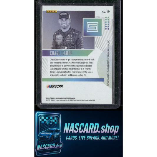 2020 Panini Chronicles #19 Chase Cabre Status Autographs #/300 - NASCARD.shop