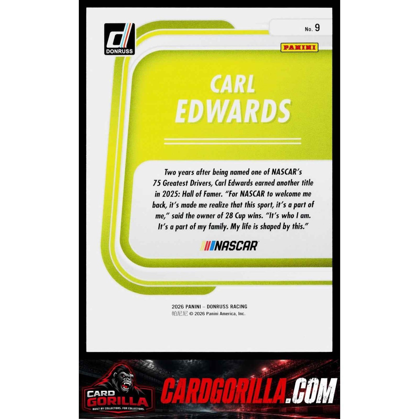 2026 Donruss #9 Carl Edwards Season Highlights Red Xplosion #/99