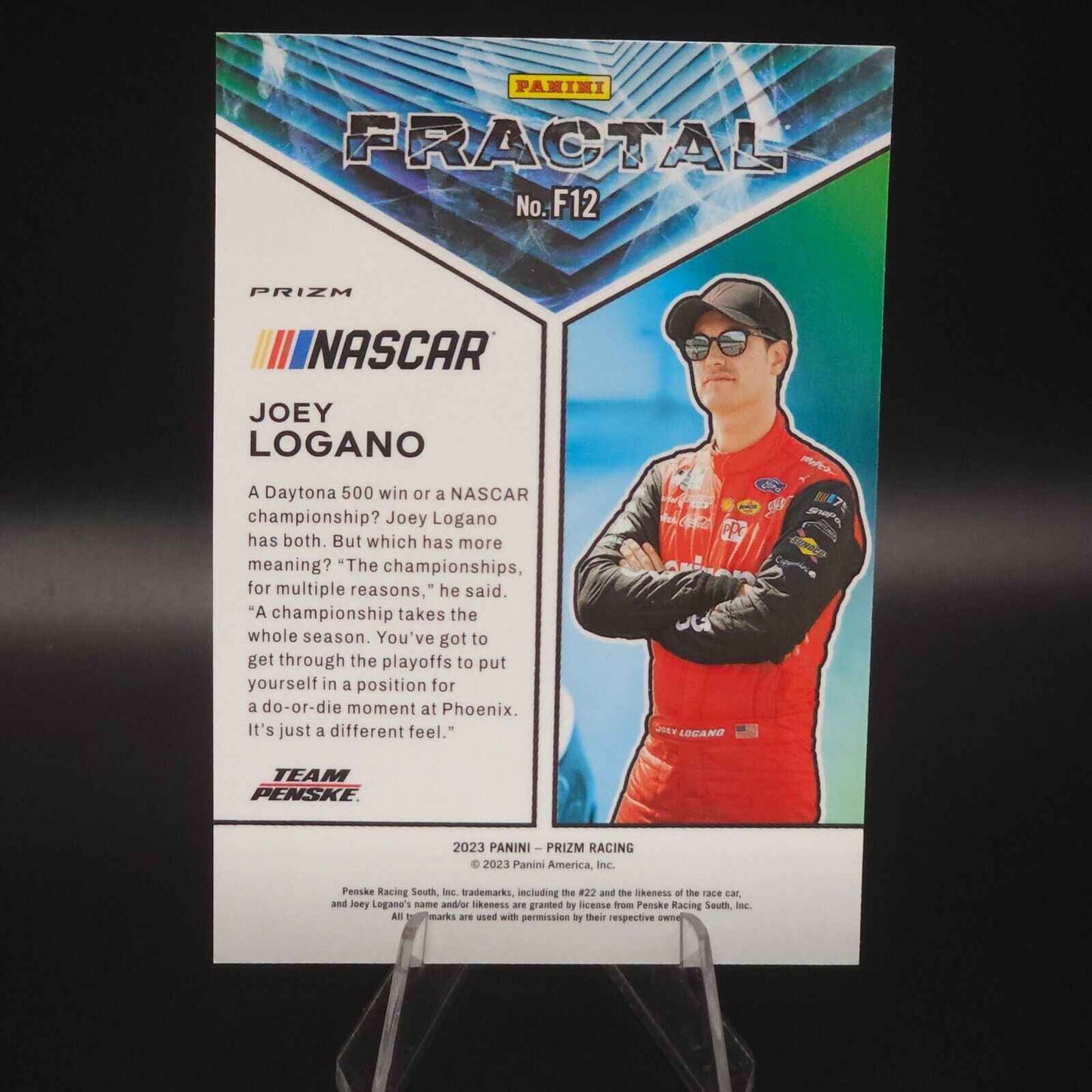 2023 Panini Prizm - Fractal White Sparkle Prizm #F12 Joey Logano - Card Gorilla