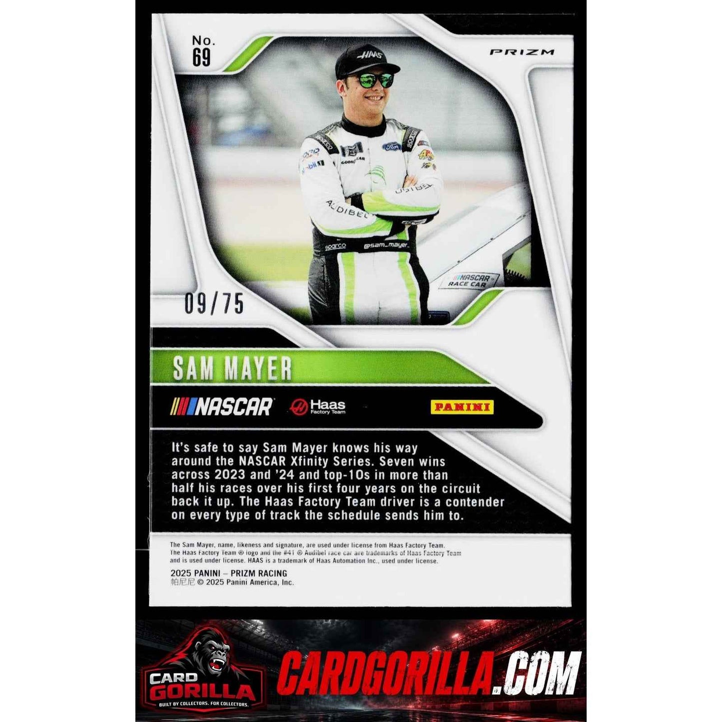 2025 Panini Prizm #69 Sam Mayer Checkered Flag #/75