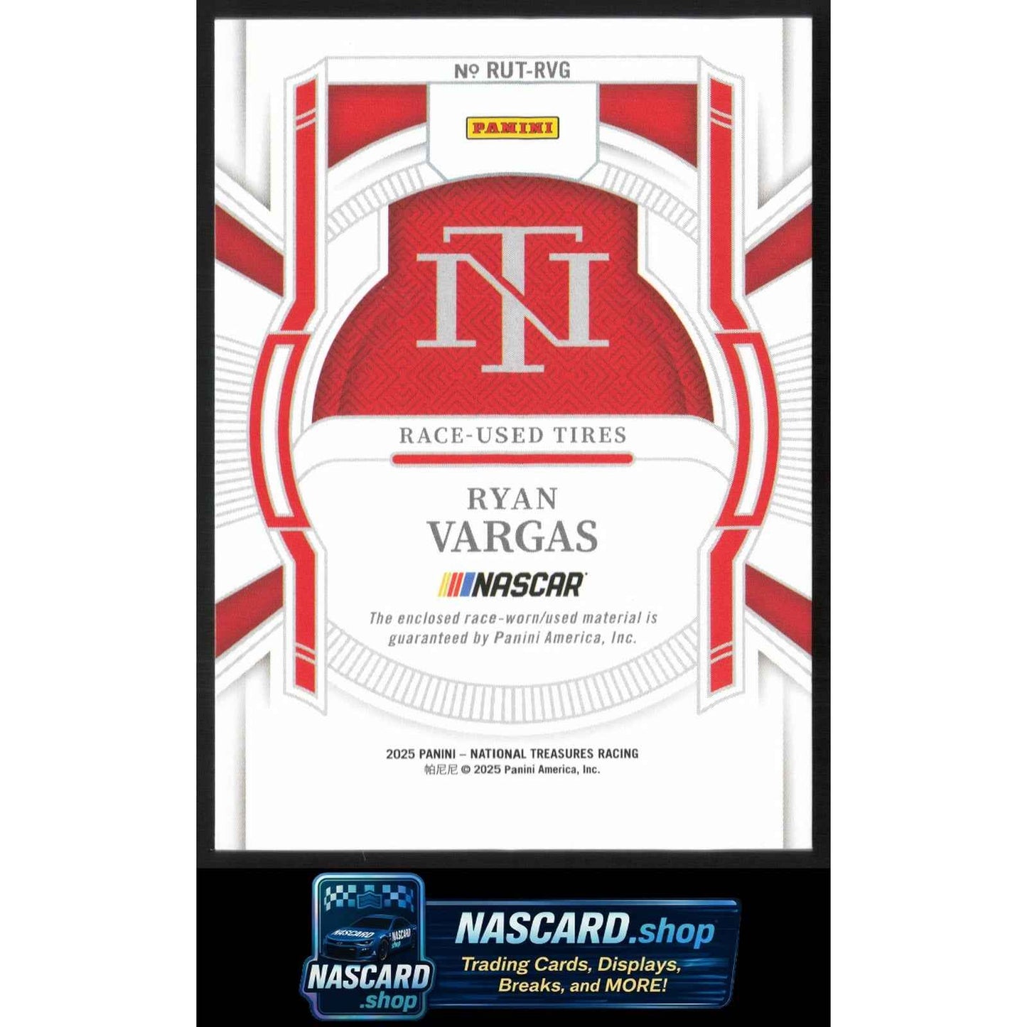 2025 Panini National Treasures #RUT-RVG Ryan Vargas Race Used Tires #/99