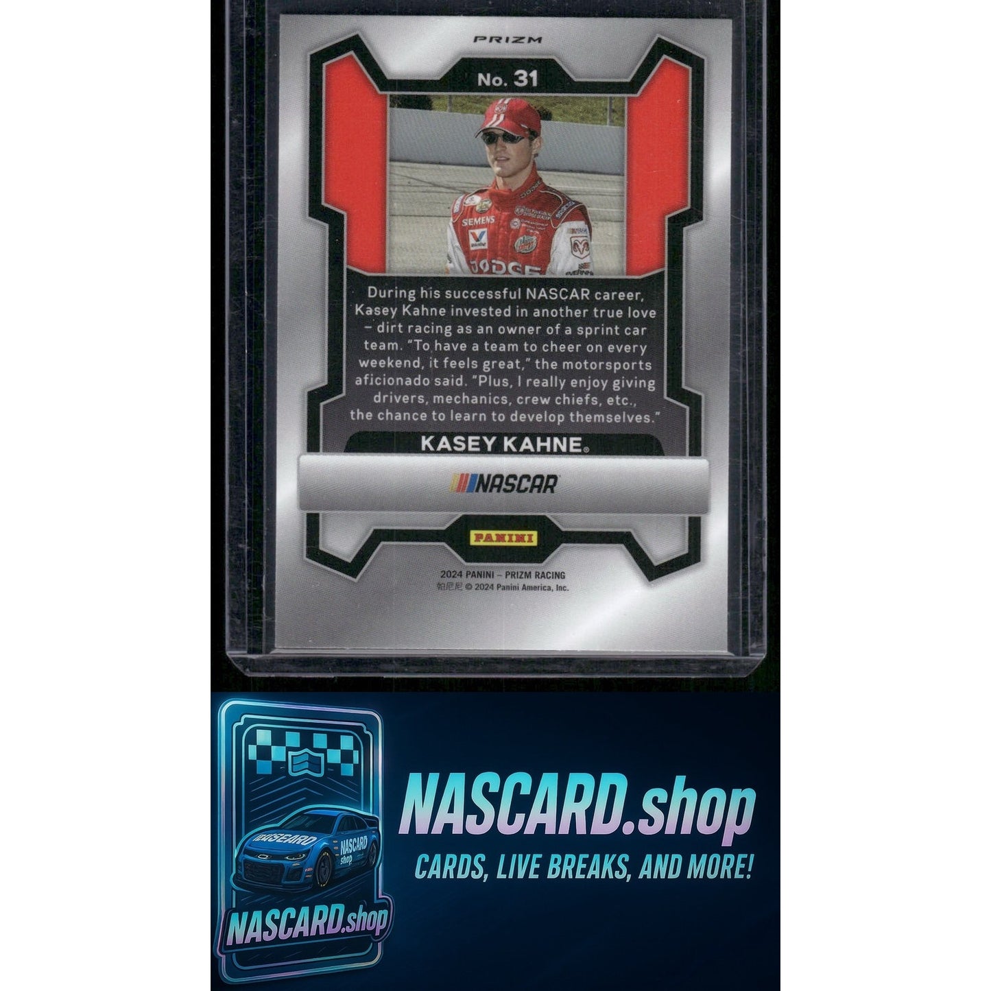 2024 Panini Prizm #31 Kasey Kahne White Sparkle