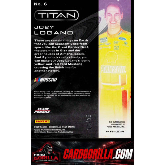 2020 Panini Chronicles #6 Joey Logano Titan Purple #/25