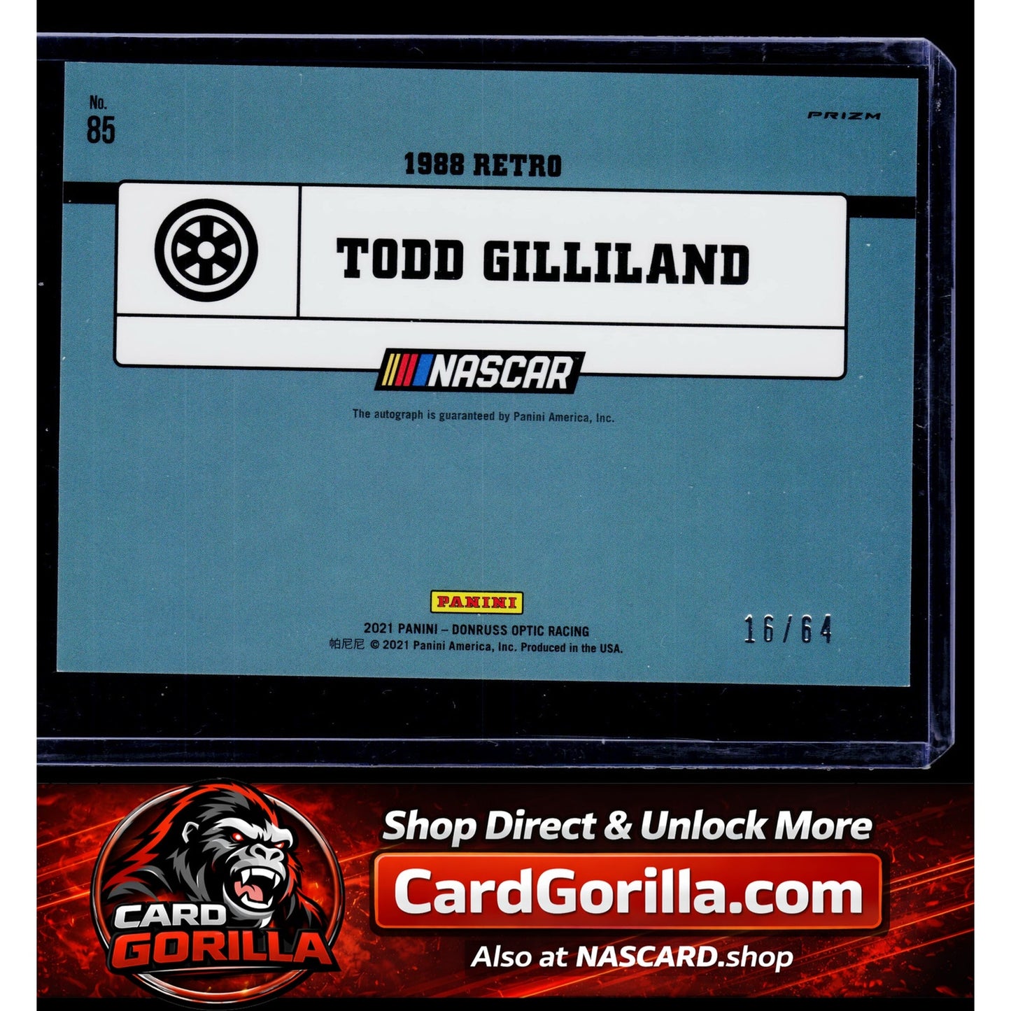2021 Donruss #85 Todd Gilliland Optic Signatures Holo #/64