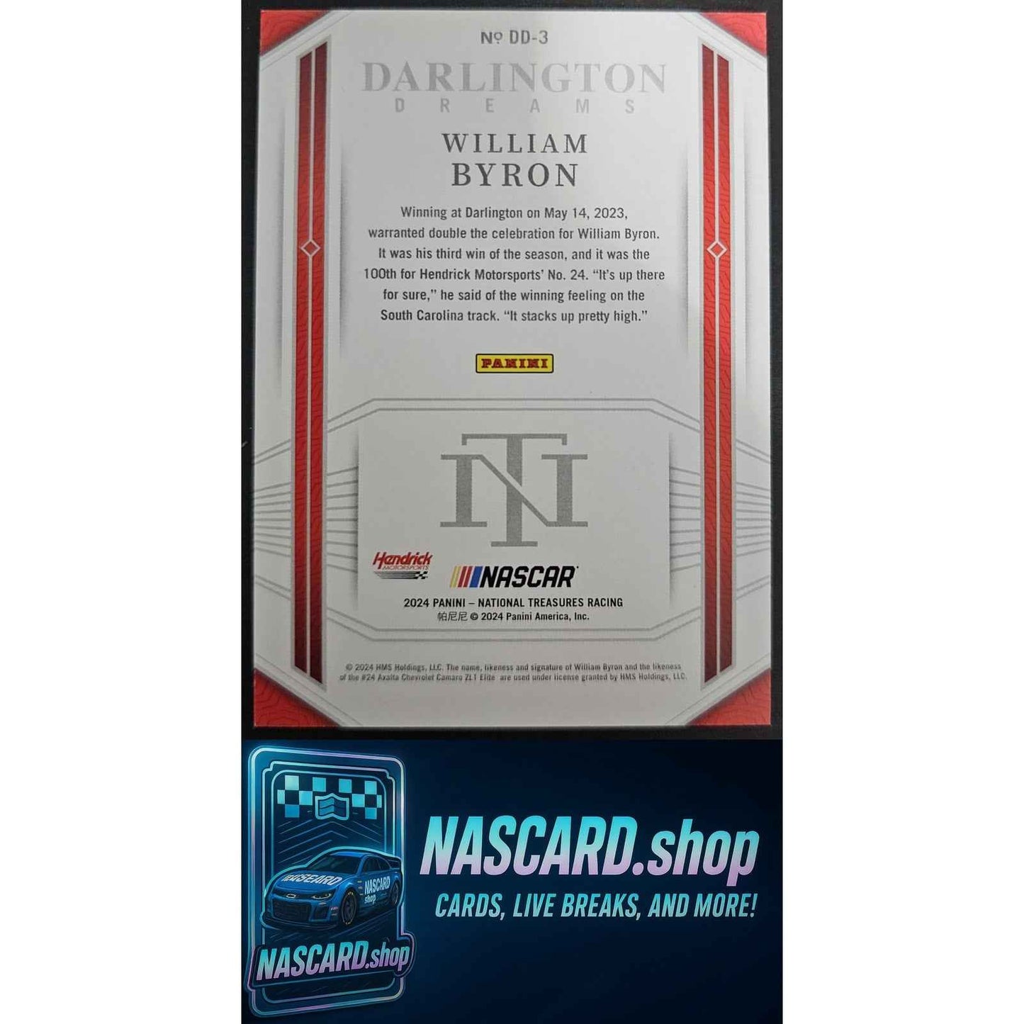 2024 Panini National Treasures #DD-3 William Byron Darlington Dreams Green #5/5