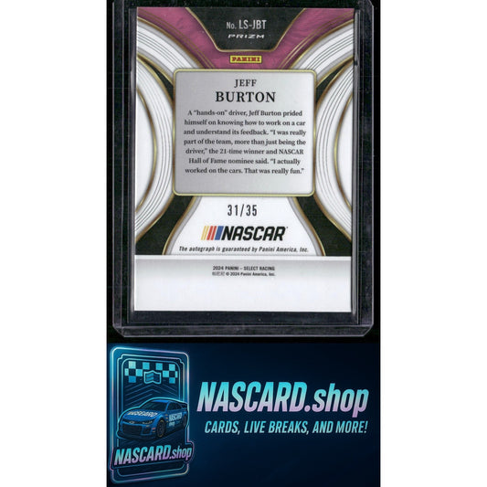 2024 Panini Select #LS-JBT Jeff Burton Legendary Signatures Purple Prizms #/35 - NASCARD.shop