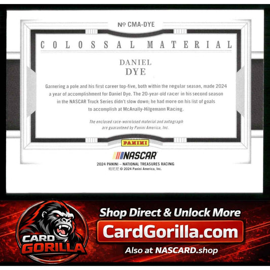 2024 Panini National Treasures #CMA-DYE Daniel Dye Colossal Material Auto #/49