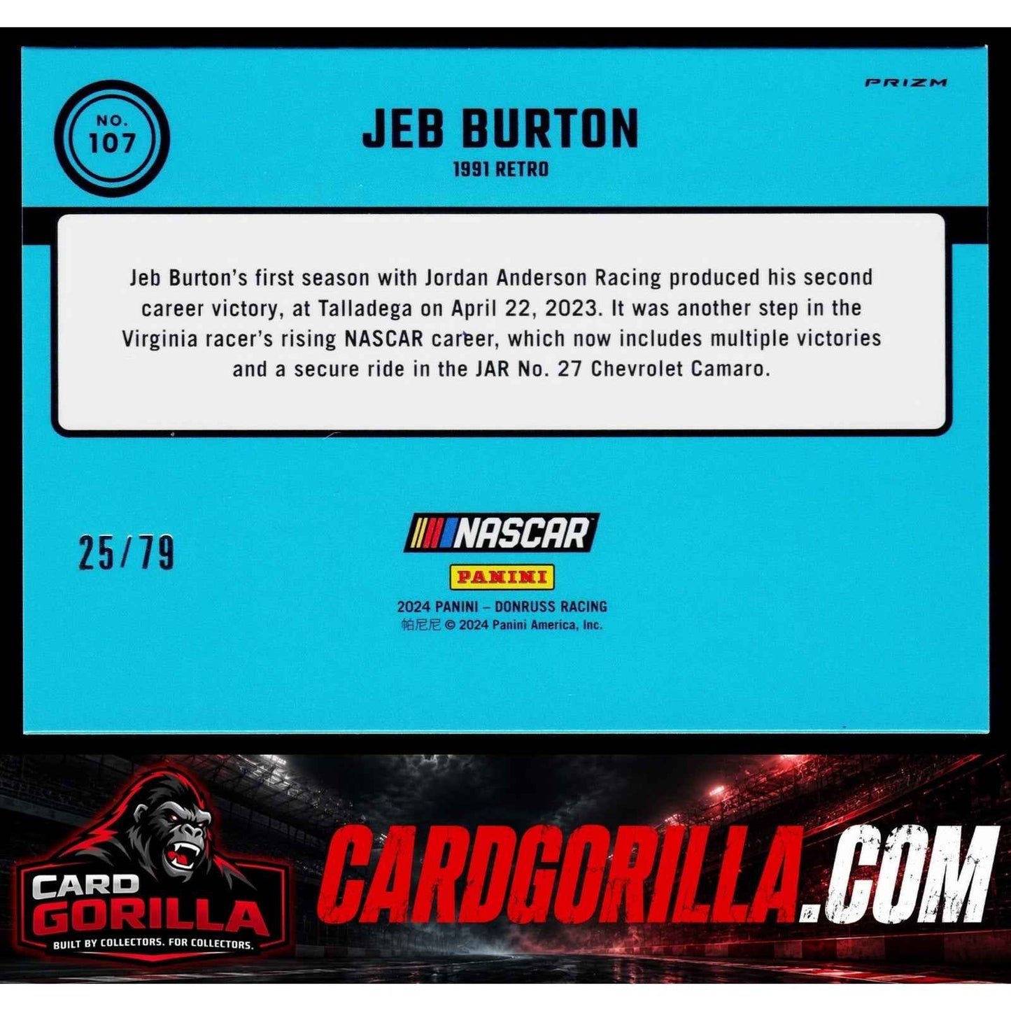 2024 Donruss #107 Jeb Burton Optic Pink Velocity #/79